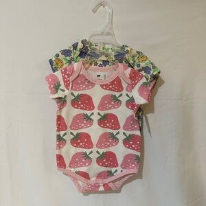 Monica and Andy Organic Strawberry and Floral Baby Onesies
